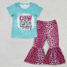 Cowgirl Sassy Bell Bottom Boutique Outfit Toddler Baby Girls Country Set