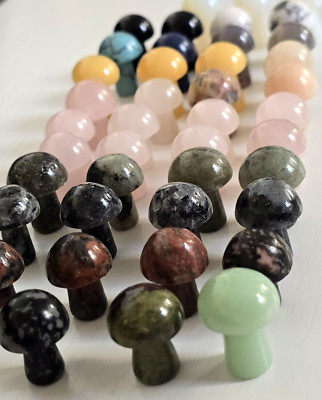 Set aus fünf Mini Kristall Pilzen klein ca. 2 cm niedlich Quarz Mushy KOSTENLOSER UK-VERSAND