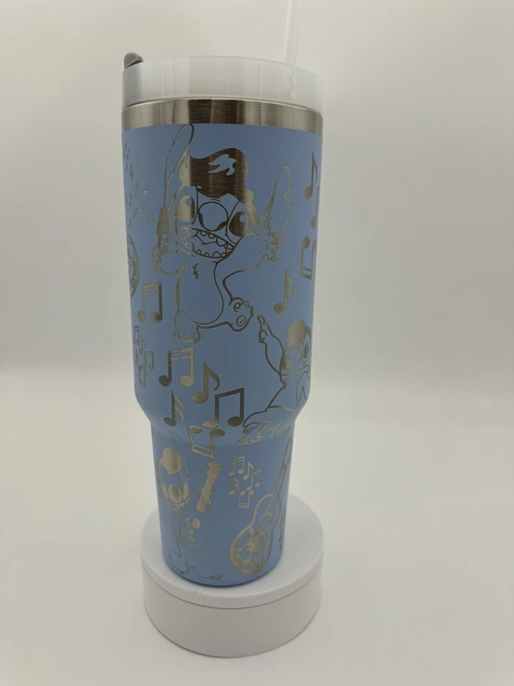 Ukelele musical vaso aislado grabado con láser Disney Stitch 40 oz - Stitchvis Foto 4 de 4