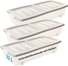 3er Set  Unterbett Kommode m. Rollen - 32 L- Spielzeug Aufbewahrungs Kiste