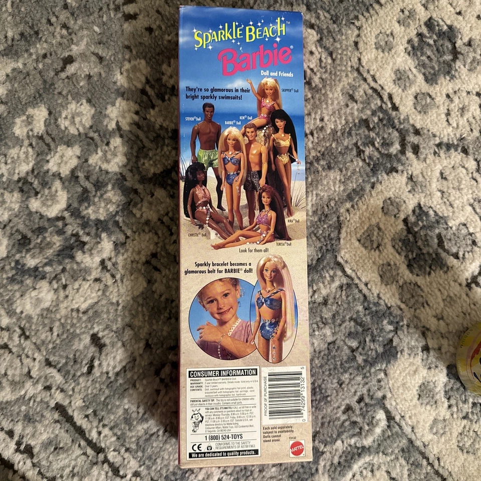 Muñeca Barbie Sparkle Beach 1995 Mattel con cabello rubio torcido bikini azul NUEVO Foto 4 de 4