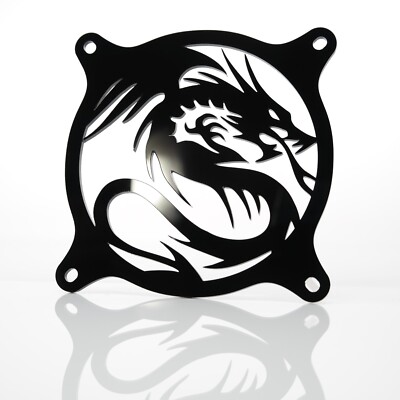 Custom 120mm FLYING DRAGON Computer Fan Grill Gloss Black Acrylic Cooling Cover