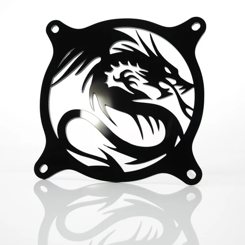 Custom 120mm FLYING DRAGON Computer Fan Grill Gloss Black Acrylic Cooling Cover