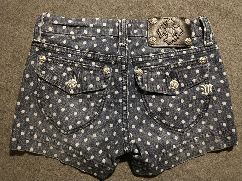 Miss Me jean shorts, sz 25 (25"Wx3.5"L), J54480H17, polka-dot - Image 4 of 4
