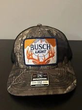 Busch Light Deer Hunting Buck Camo Realtree Hat Richardson 112 Cap Vint