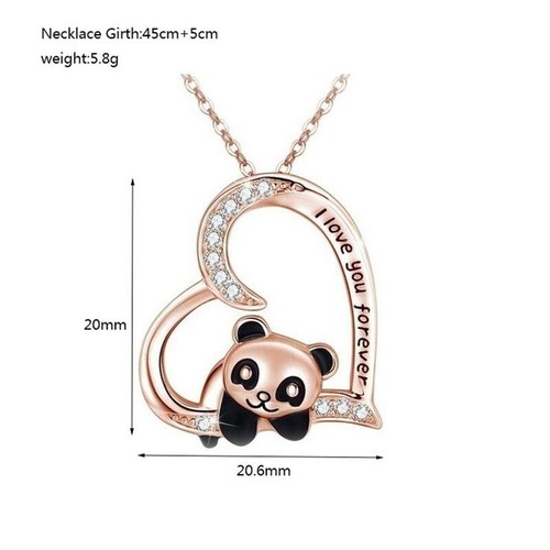 I Love You Forever Cute Heart Animal Pendant Panda Necklace For Women Jewelry - Picture 5 of 6