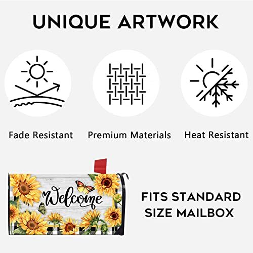 Fall Sunflower Magnetic Mailbox Cover - 21x18 Inch Vintage Wood Board Design, Waterproof, For Garden Decor