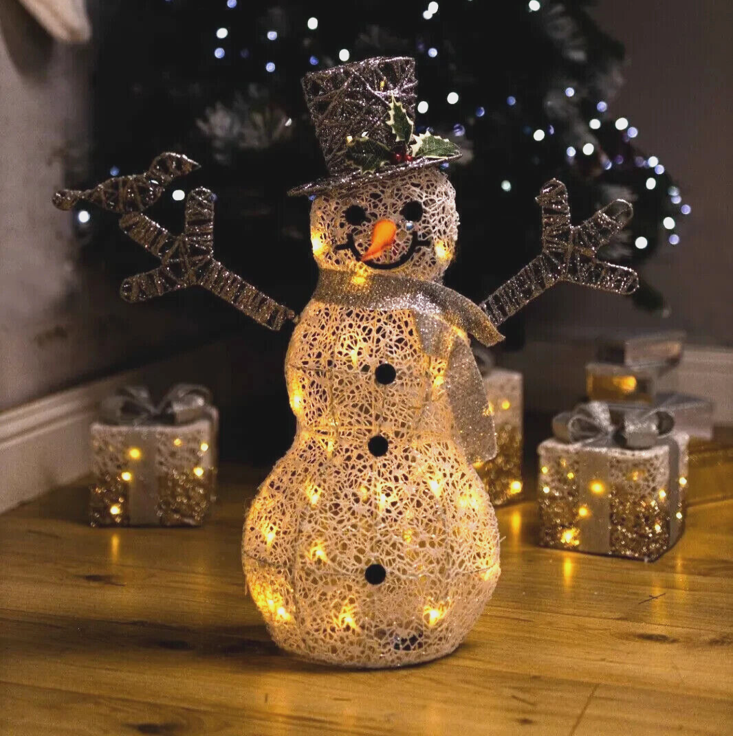 Christmas Snowman LED Decoration Light Up Frosty Ornament Rattan 62cm Xmas Large Christmas Snowman LED Decoration Light Up Frosty Ornament Rattan 62cm Xmas Large
