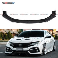 For 2016-2021 Honda Civic Carbon Fiber Front Bumper Body Kit Spoiler Lip 3pcs