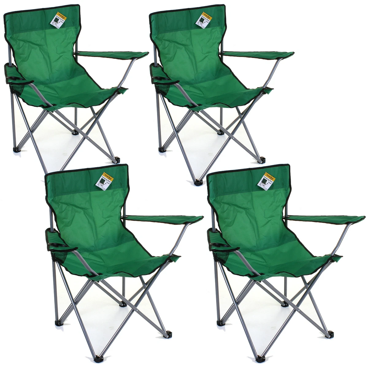 4x Camping Chairs Green Folding Outdoor Garden Fishing Festival