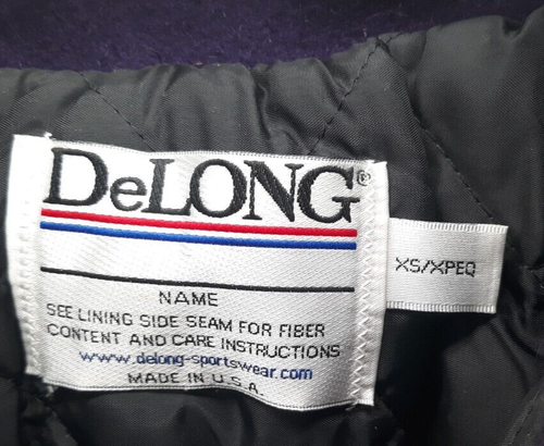Delong Varsity / Letterman's Award Jacket 80% Wool USA Size X-Small Purple - Picture 6 of 15