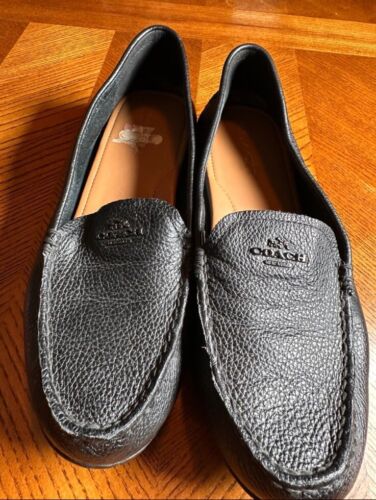 Coach Mary Lock Up Moccasin Driving Loafers Slip on Black Leather Shoes Size 10B