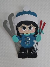 Skiing Girl Black Hair. Scrapbook, Card Making Paper Piecing