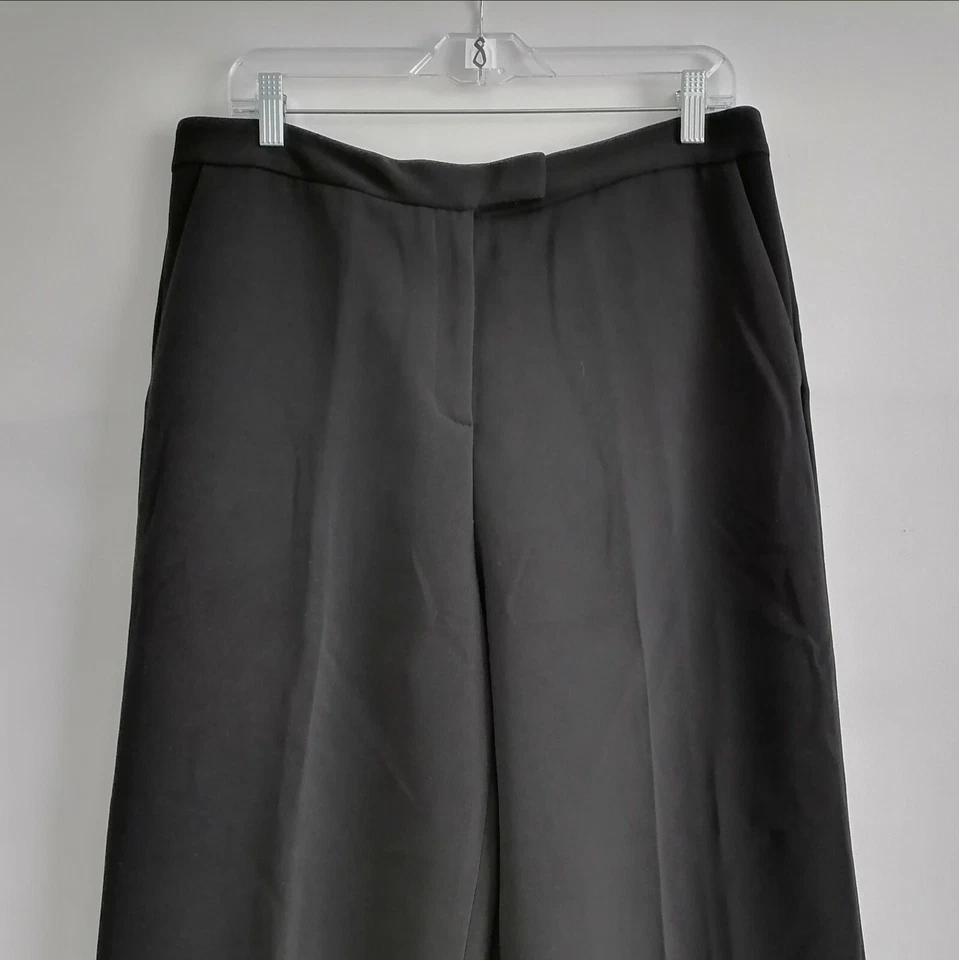 Calça cropped halogênio feminina preta cintura alta frente plana moda perna larga tamanho 14 - Imagem 2 de 4