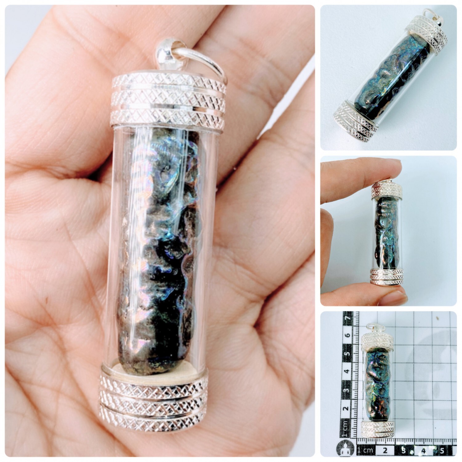 LekLai Rainbow Rainbow Color Takrud Pendant Thai Amulet Wealthy Lucky LP HUAN