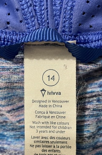 Ivivva Lululemon blue perforated sides mock neck zip up girls hoodie Size 14 - Picture 9 of 9