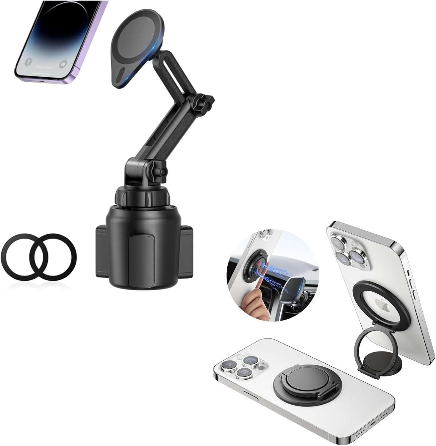 Bundle for Cup Holder Car Mount Magnetic Phone