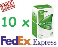 Nicorette FreshMint 10 Box fresh Mint Chewing Coated Gum 2 mg 1050 pcs Ex. 2025