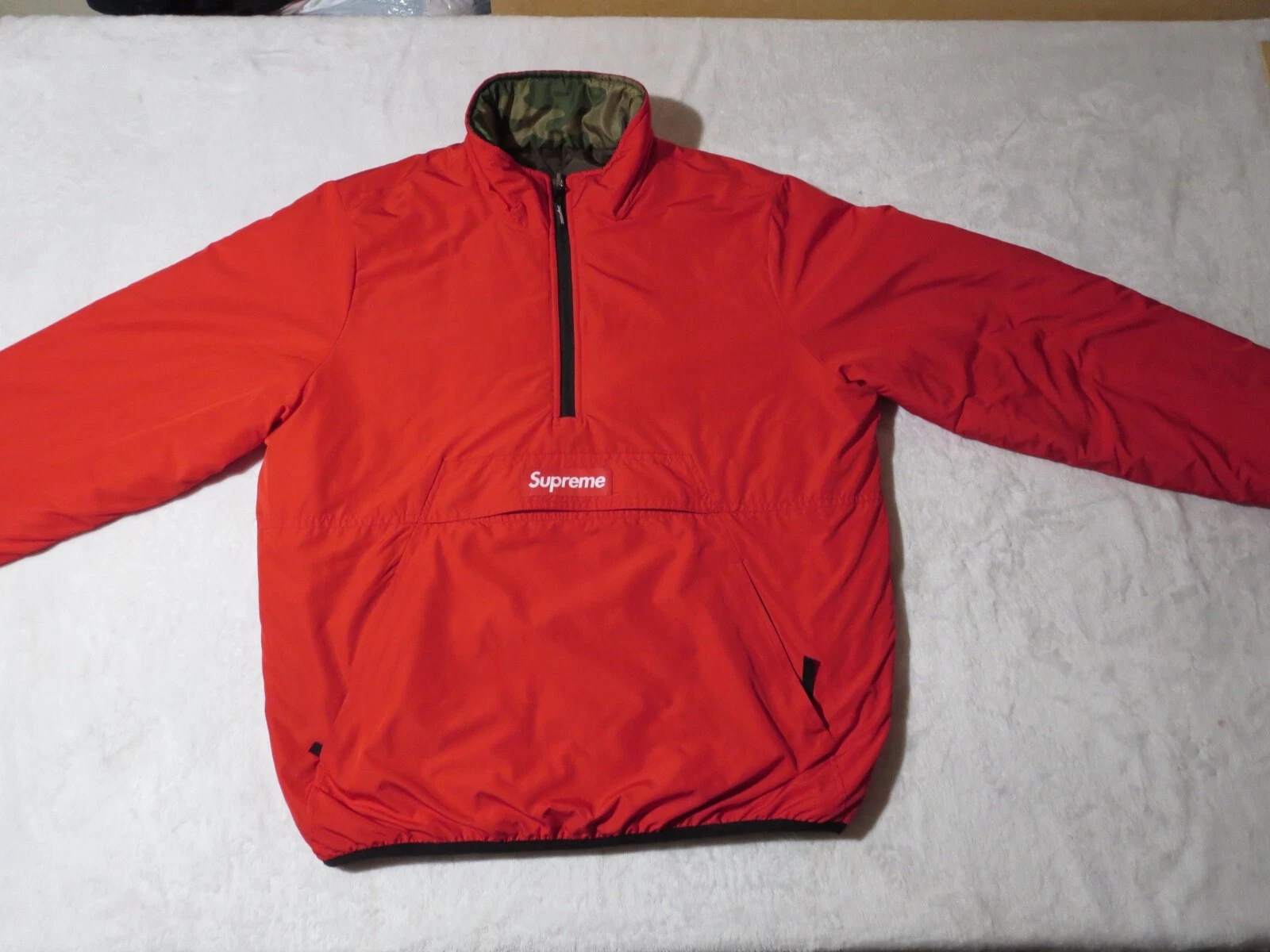 Pull réversible Supreme demi zippé camouflage rouge moyen