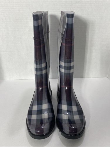 Burberry WOMEN’S PURPLE NOVACHECK RAIN BOOTS SIZE 10.5 US 41 EU 8 UK VGC - Picture 3 of 14