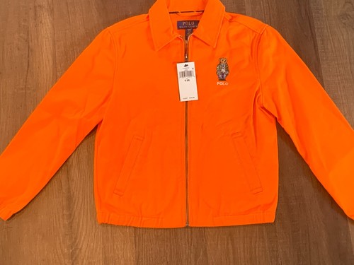 NWT Youth Small Size 8 Ralph Lauren Boy's Bayport Polo Bear Chino Jacket Orange - Picture 4 of 6