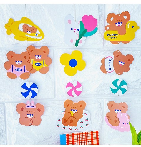4 Pcs Cute Cartoon Animal Paper Flag Banner Tassel Hanging Home Party Decoration - Picture 3 of 17