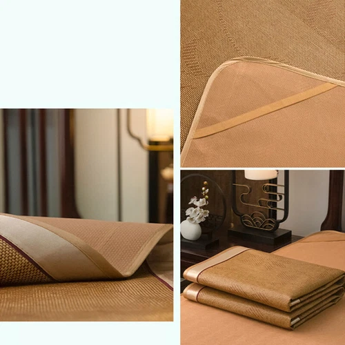 Summer Sleeping Rattan Bed Mat Foldable Nature Bamboo Cool Bed Mat +Pillowcase - Picture 18 of 29