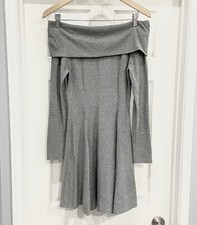 Alya Grey Off the Shoulder Sweater Dress Long Sleeve Small