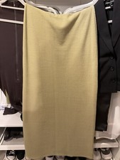 Pretty Little Thing Size 12 Sage Green Ribbed Dip Waist Low Rise Maxi Skirt Worn