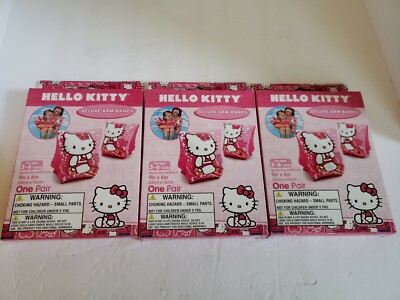 NEW Lot of 3 Pair Hello Kitty Deluxe Swim Arm Bands Pink Ages 3-6 Years
