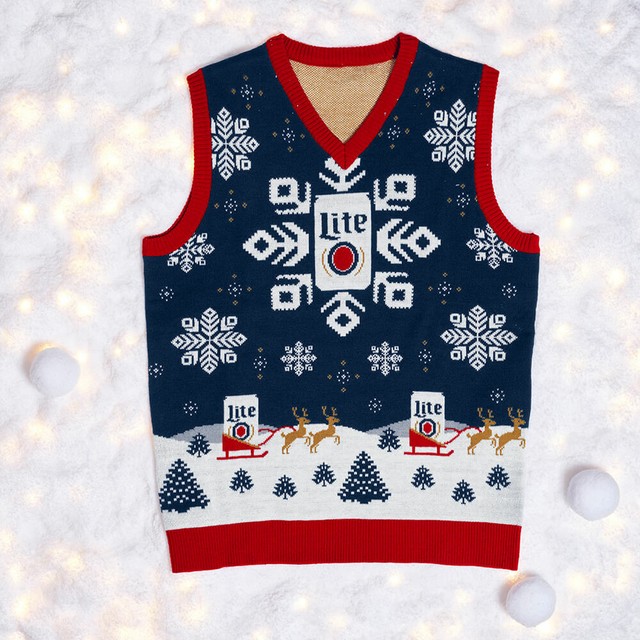 Miller Lite Beer 2019 Ugly Christmas Sweater Vest Size XL - Brand New In Bag! | eBay