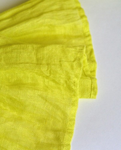 Linen bright light scarf unisex, lemon yellow pareo flax beach scarf - Picture 7 of 12