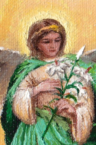 Print on Canvas of Oil Painting Arseni~ Archangel GABRIEL 12" X 5,4" NO FRAME UK - Picture 7 of 11