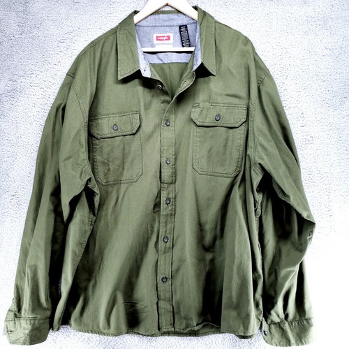Wrangler Flex For Comfort Button Up Flannel Shirt Mens 3XL Long Sleeve Green - Picture 15 of 18