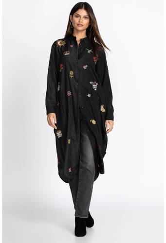Johnny Was Sz S Alexandria Relaxed Overshirt ~ 100% Silk ~ Embroidered ~ Boho - Picture 4 of 7