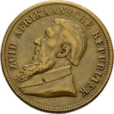 Zuid Afrika Jeton 1896 Bronze 3,9 g Original #Q414