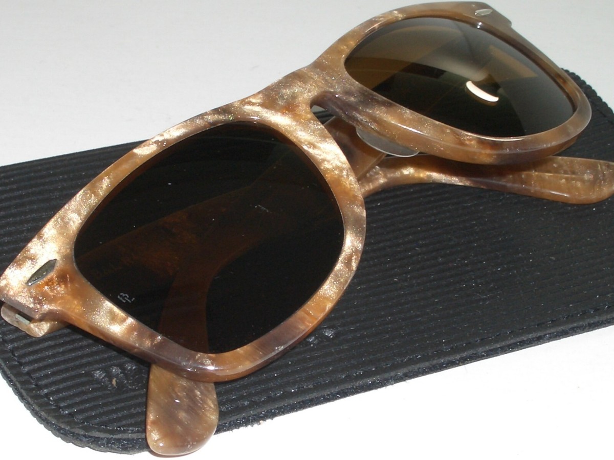 VINTAGE B&L RAY-BAN B15 BROWN CRYSTAL LENS PEARLIZED WAYFARER 5022