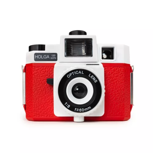 Holga 120N Gcfn Camera Lightning Red Glass Mid Size Lens