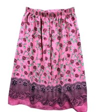 SAG HARBOR Woman Skirt Size 1X Pink Floral Elastic Waist Vintage Springtime
