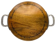 MUDPIE Round Sentiment Board with Metal Handles Made in India 2012