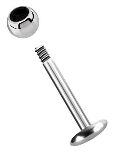 Lip Piercing Nose Plug Titanium Labret 1.2mm with 2.5mm Glitter Ball + Plate - Picture 31 of 32