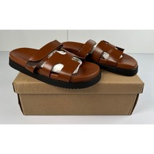 Steve Madden Mayven Slide Sandal Camel Leather Size 7.5 NIB #04S