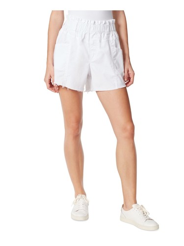JEANS Womens White Pocketed Baggy Elastic Waist Pull On High Waist Shorts 28