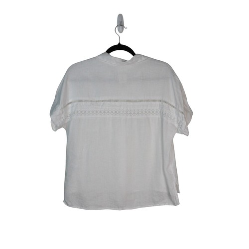 J by Joie Women's White 100% Linen Eyelet Button Down Top Size S Cabana Vacation - Picture 2 of 14