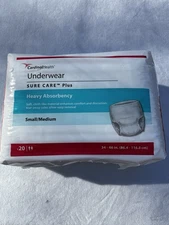 4 x 20 ct (80) Cardinal health Sure Care Plus Protective Underwear Small/Medium