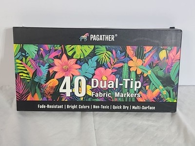 Pagather 40 Fabric Markers fade resistant , non toxic, quick dry, multi surface 