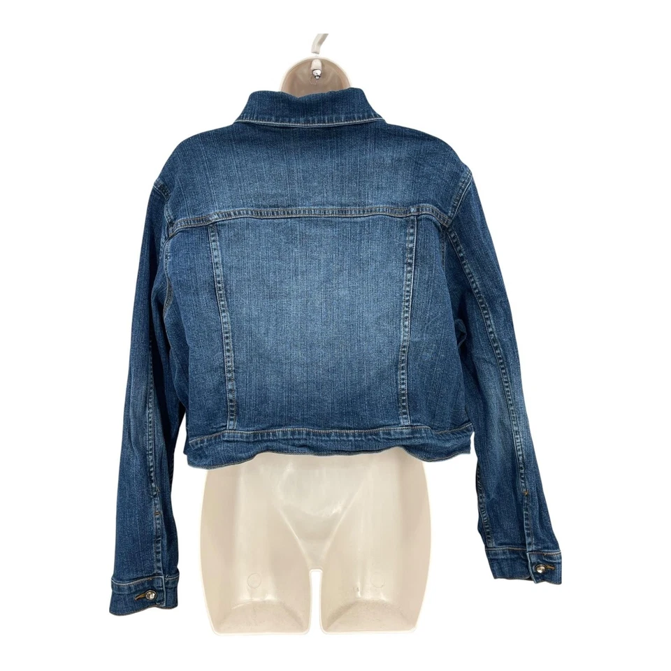 Mixit Denim Jacket Women Y2K Cropped Stretch Button Up Rhinestone Pocket Size 1X - Image 2 of 4