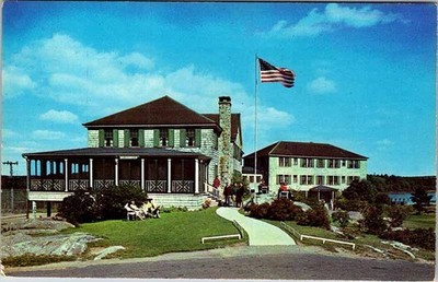 Postcard LODGE SCENE Sebasco Estates Maine ME m/09 AM4575