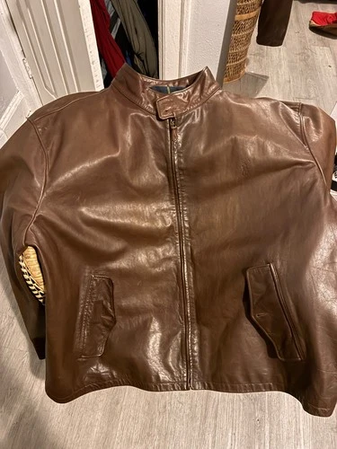 Vintage Polo Ralph Lauren Brown Leather Harrington Jacket - Big & Tall 4XB (4XL) video thumbnail