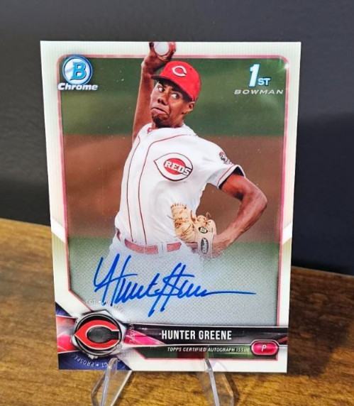 2018 Topps Bowman Cincinnati Reds Hunter Greene #CPA-HG 1st Bowman Chrome Auto